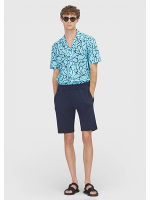 Ramsey Lacivert Düz Örme Regular Fit Casual Bermuda