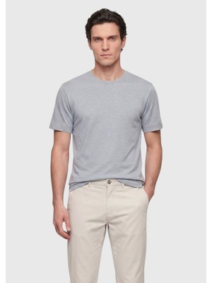 Ramsey Gri Düz Ipek Karışımlı T-Shirt