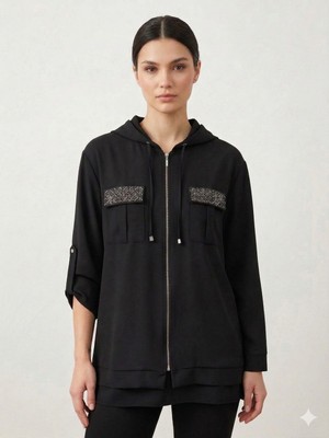 Ekol Cep Detaylı Kapuşonlu Ceket 1686