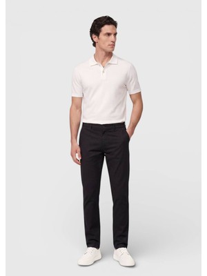 Ramsey Siyah Düz Dokuma Regular Fit Casual Pamuk Karışımlı Pantolon
