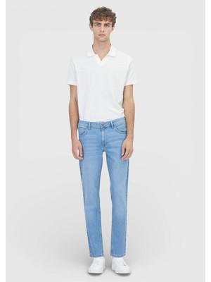 Ramsey Açık Mavi Düz Slim Fit Denim Pamuk Karışımlı Pantolon