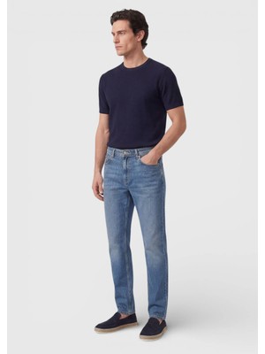 Ramsey Koyu Indigo Regular Fit Denim Pamuk Karışımlı Pantolon