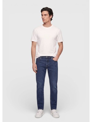 Ramsey Indigo Düz Slim Fit Denim Pamuk Karışımlı Pantolon