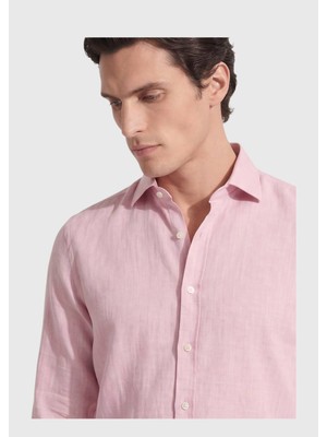 Ramsey Pembe Düz Casual Fit Dokuma Casual %100 Pamuk Gömlek