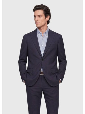 Ramsey Lacivert Kareli Regular Fit %100 Yün Takım Elbise