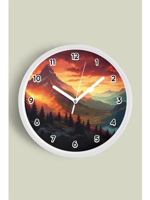 JHAAR Soyut - Bohem - Doğa - Deniz Manzaralı Modern Duvar Saati - 25CM - Önü Camlı Beyaz Kasa