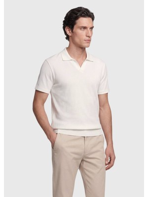 Ramsey Ekru Fitilli %100 Pamuk T-Shirt