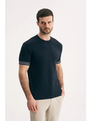 Silvano Erkek Kolu Şeritli Interlok Tişört