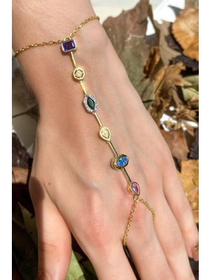 Spossy Silver Jewelry Renkli Baget Taşlı Şahmeran