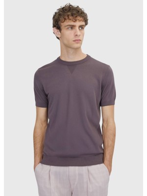 Ramsey Mürdüm Düz Örgü %100 Pamuk Triko