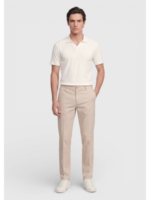 Ramsey Bej Düz Dokuma Jogging Fit Casual Pamuk Karışımlı Pantolon
