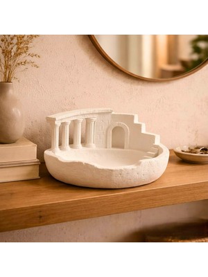 Yaratıcı Sanatlar Atölyesi Antik Mimariyle Tasarlanmış Dekoratif Kase Saksı El Yapımı Özel Tasarım Kase 20 cm