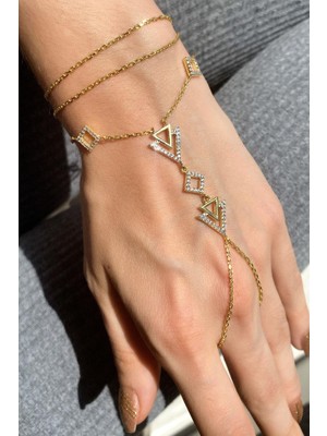 Spossy Silver Jewelry Üçgen Tasarım Çift Dolamalı Şahmeran