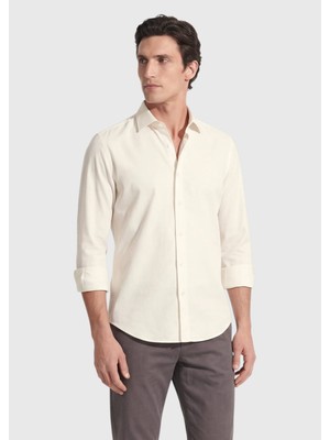 Ramsey Bej Düz Casual Fit Dokuma Casual %100 Pamuk Gömlek