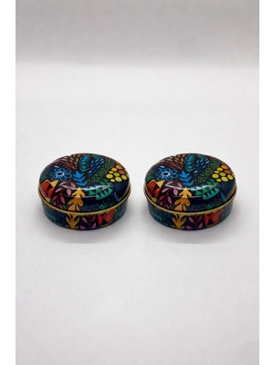 Mete Mum 2'li Set Mandala Serisi Teneke Mum 100 gr - Kahve Kokulu