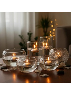 Mete Mum 12'li Metalik Renk Yüzen Mum