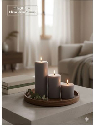 Mete Mum 3'lü Kütük Mum