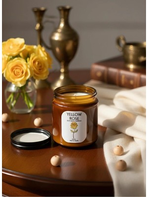 Mete Mum El Yapımı Soya Wax Yellow Rose Mum 140 gr