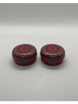 Mete Mum 2'li Set Mandala Serisi Teneke Mum 100 gr - Kahve Kokulu