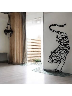 Renklime Lazer Kesim Metal Duvar Dekoru, Kaplan Aslan 40 cm