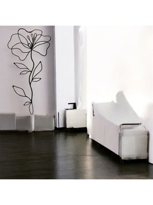 Renklime Lazer Kesim Metal Duvar Dekoru, Ince Bellii Çiçek Figürü 40 cm