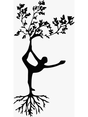 Renklime Lazer Kesim Metal Duvar Dekoru, Ağaç Bale Figürü 40 cm