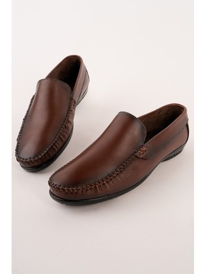 Muggo Wills Hakiki Deri Bağcıksız Erkek Günlük Klasik Loafer Ayakkabı