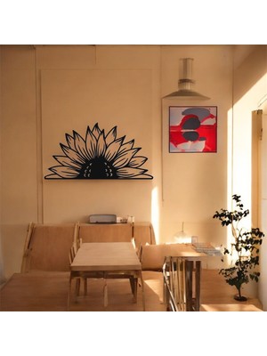 Renklime Lazer Kesim Metal Duvar Dekoru, Yarım Ay Çiçeği 40 cm