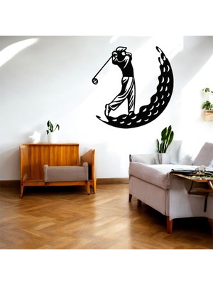 Renklime Lazer Kesim Metal Duvar Dekoru, Golf 40 cm