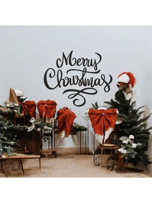 Renklime Lazer Kesim Metal Duvar Dekoru, Merry Chrishmes 40 cm