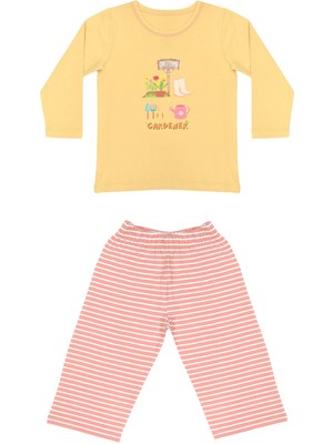 Organickid Terra Kız Çocuk Bej/gül Kurusu Pijama Takımı