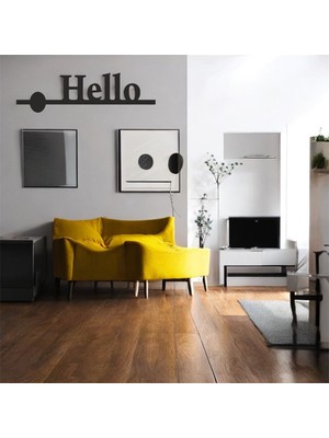 Renklime Lazer Kesim Metal Duvar Dekoru, Hello 40 cm