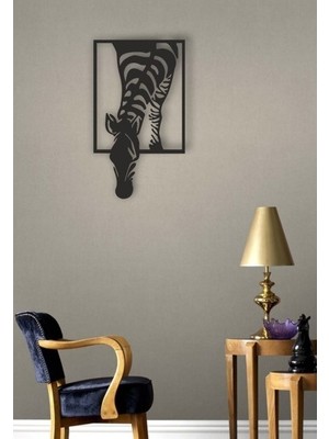 Renklime Lazer Kesim Metal Duvar Dekoru, Zebra 40 cm
