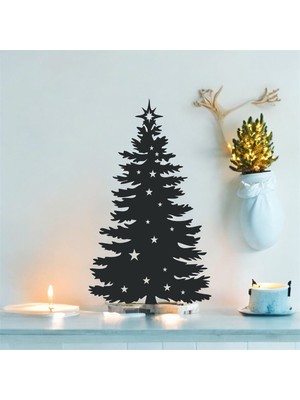 Renklime Lazer Kesim Metal Duvar Dekoru, Yılbaşı Ağacı Çam 40 cm