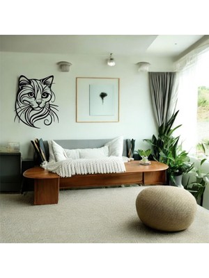 Renklime Lazer Kesim Metal Duvar Dekoru, Kedi Silüeti 40 cm