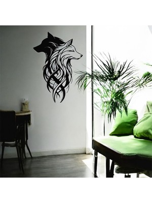 Renklime Lazer Kesim Metal Duvar Dekoru, Kurtlar 40 cm