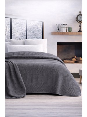 Özdilek Prestige Kalın Embos Çift Kişilik Battaniye (220X240)-KOYU Gri Yeni