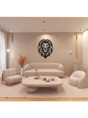 Renklime Lazer Kesim Metal Duvar Dekoru, Aslan 40 cm