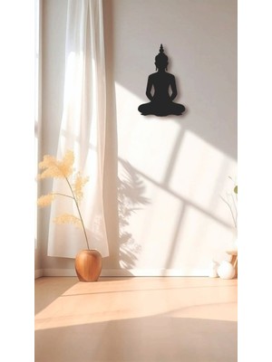Renklime Lazer Kesim Metal Duvar Dekoru, Buda 40 cm
