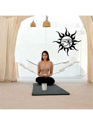 Renklime Lazer Kesim Metal Duvar Dekoru, Güneş Göz 40 cm