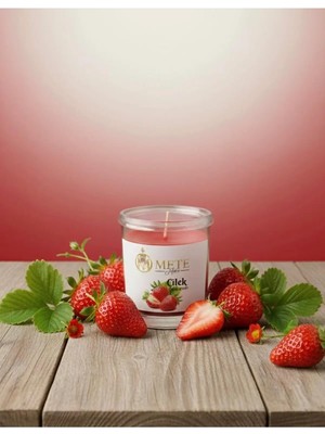 Mete Mum Çilek Aromalı Cam Bardak Mum