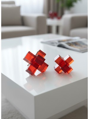 Elista Kristal 2li Obje Köşeli Turuncu Renk