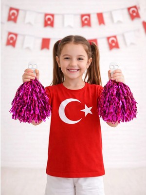 Parti Adresi Fuşya Metalik Ponpon – Milli Bayram Gösteri Ponponu 2'li