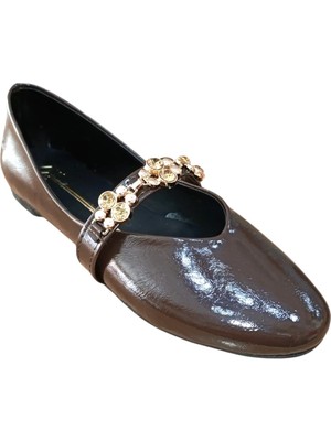 Mhd 107 Kadın Taş Tokalı Babet Kahve