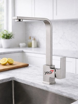 FUALORA Kare Model Mat Gümüş Mutfak Evye Bataryası