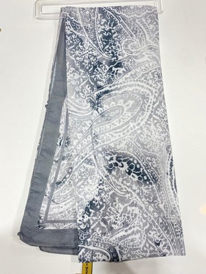 Nisa Retro Desen Şal Açık Gri