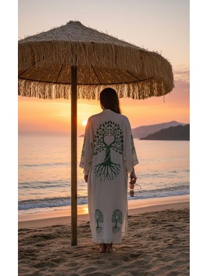 Missidea Yaşam Ağacı Desenli Bohem Plaj Kaftan