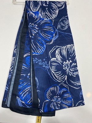 Nisa Çiçekli Şal Lacivert