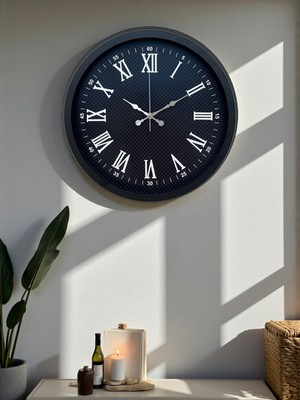 Epilons Luxury Black 40 cm Metal Duvar Saati