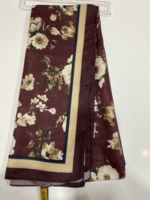 Nisa Çiçek Desenli Şal Bordo